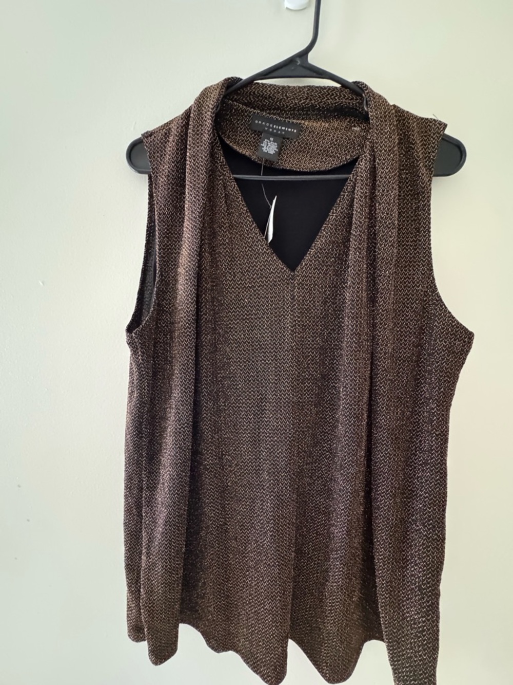 NWT Grace Elements Brown Textured Shimmer Top - Plus Size 1X - MSRP $78